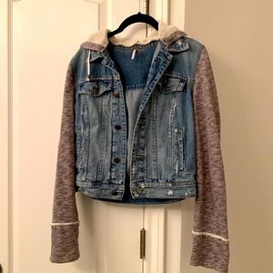 Free People Hooded Denim Jacket